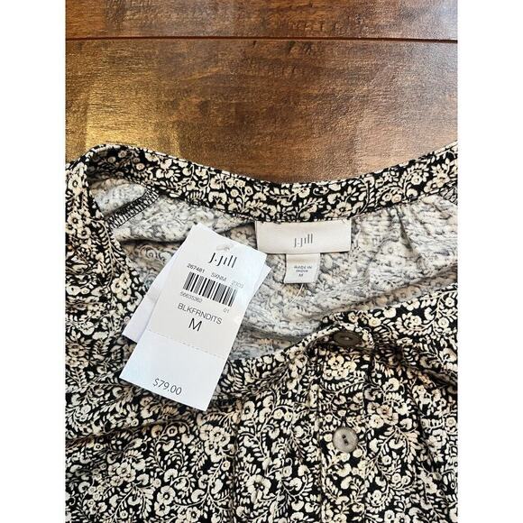 J. Jill Peasant Floral Print NWT Pop Over Blouse Womens Size M Cotton Blend - Picture 2 of 5
